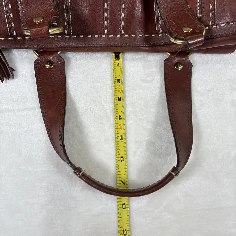 Coach Hampton Andrea Leather Satchel Women Handbag Cognac Brown Bnfts Charity - Picture 16 of 16